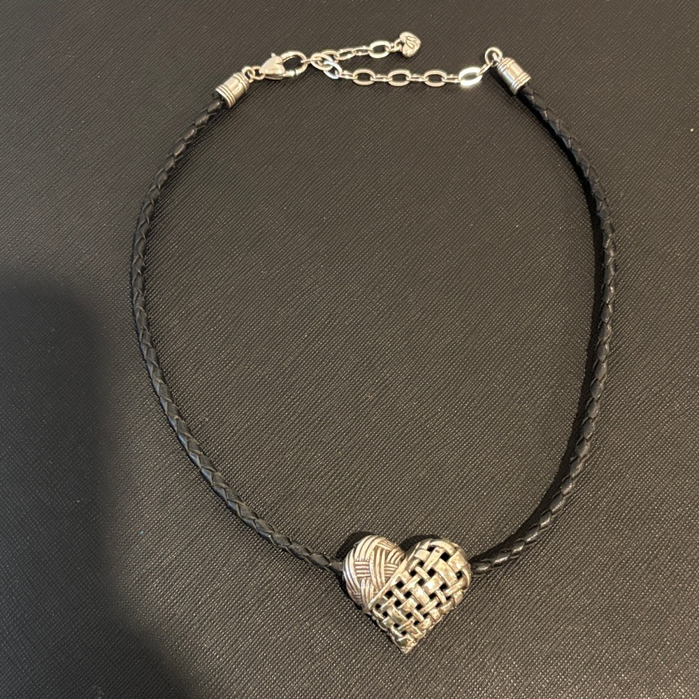 Brighton Woven Heart Necklace with Black Cord